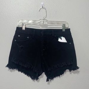 Distressed Black jean mid rise shorts
